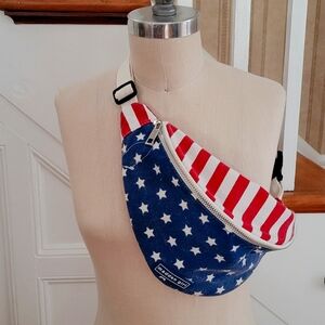 MADDEN GIRL Fanny Bag Canvas Waist Crossbody Bag USA Flag